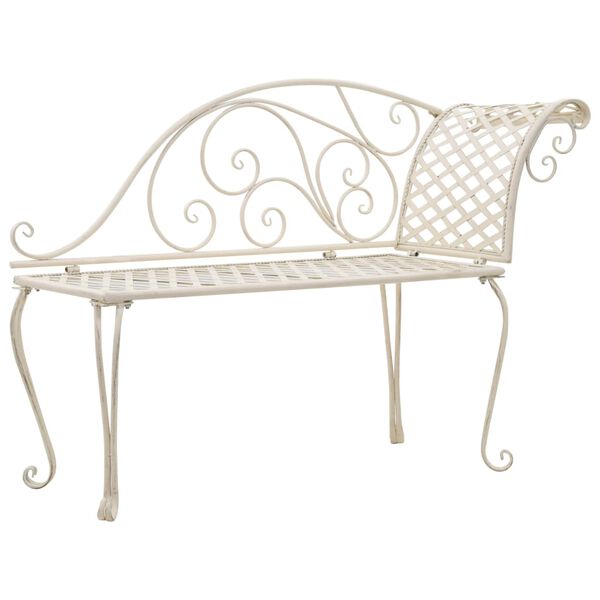 Banco tumbona de jardín de acero blanco envejecido 128 cm Blanco
