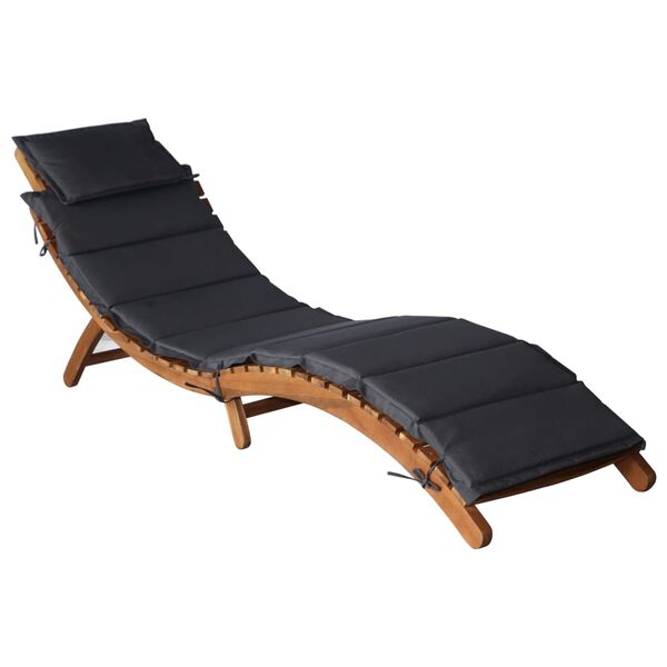 | Tumbona | gris oscuro 55 x 184 x 64cm Madera de Acacia Sólida Gris oscuro