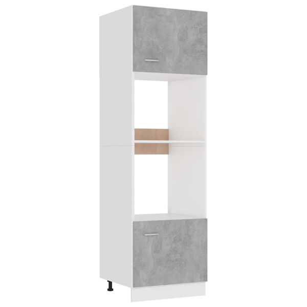 Armario de microondas contrachapada gris hormigón 60x57x207 cm Gris hormigón Mueble de microondas 60 cm