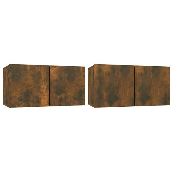 | Conjunto de mueble de TV | 2 pcs Marrón 60 x 30 x 30 cm Roble ahumado