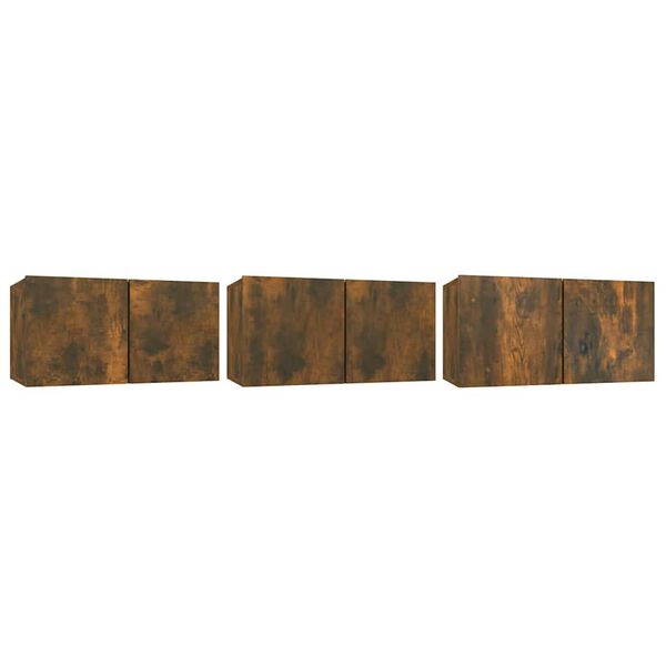 | Conjunto de mueble de TV | 3 pcs Marrón Madera de ingeniería Roble ahumado