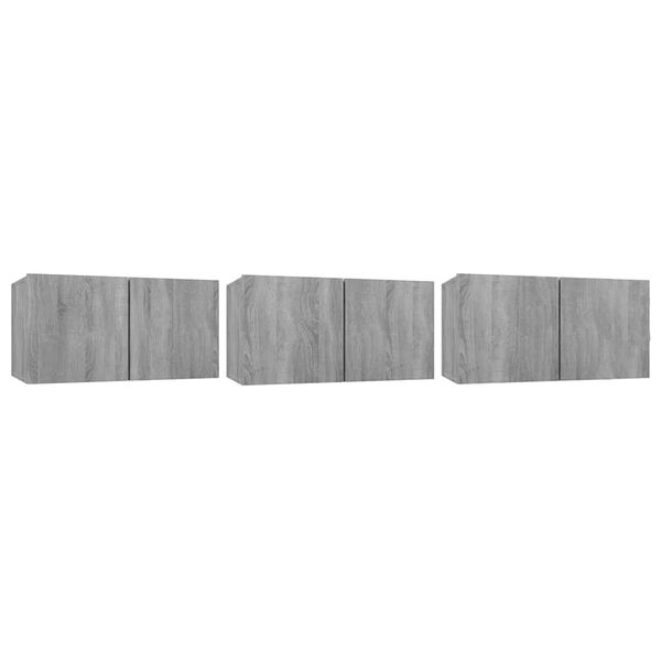 | Conjunto de mueble de TV | 3 pcs Gris Madera de ingeniería Gris sonoma