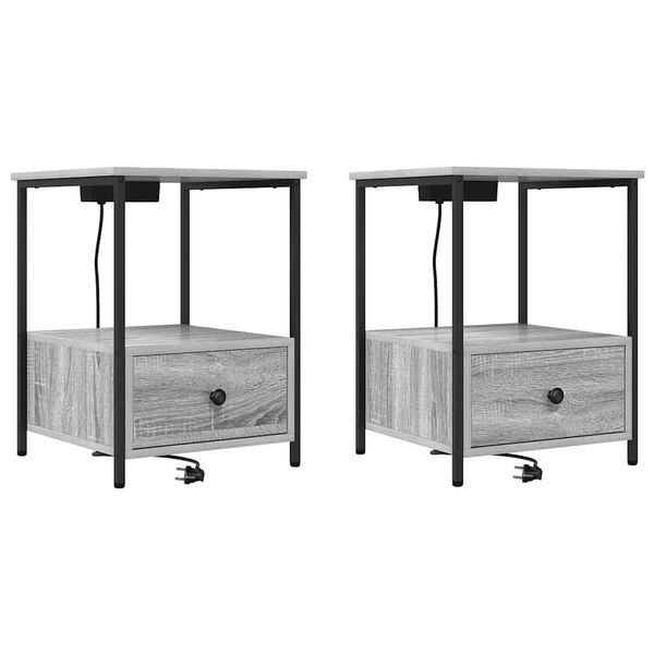 Armario de Noche con cajón 2 pcs Gris Sonoma 42 x 41 x 56 cm Gris sonoma 859437