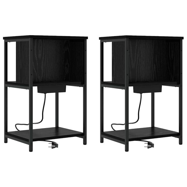 Armario de Noche 2 pcs Roble Negro 38 x 31 x 61 cm Roble negro