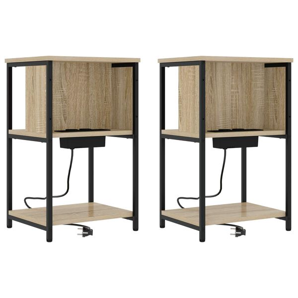 Armario de Noche 2 pcs Roble Sonoma 38 x 31 x 61 cm Madera reciclada