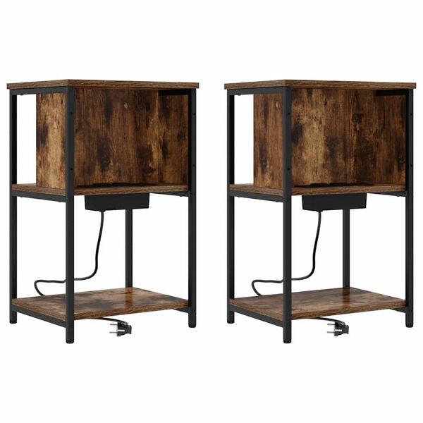 Armario de Noche 2 pcs Roble ahumado 38 x 31 x 61 cm Roble ahumado