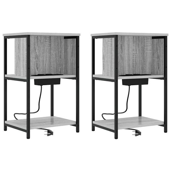 Armario de Noche 2 pcs Gris Sonoma 38 x 31 x 61 cm Gris sonoma