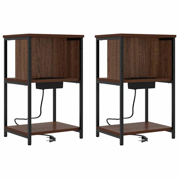Armario de Noche 2 pcs Roble Marrón 38 x 31 x 61 cm Marrón roble