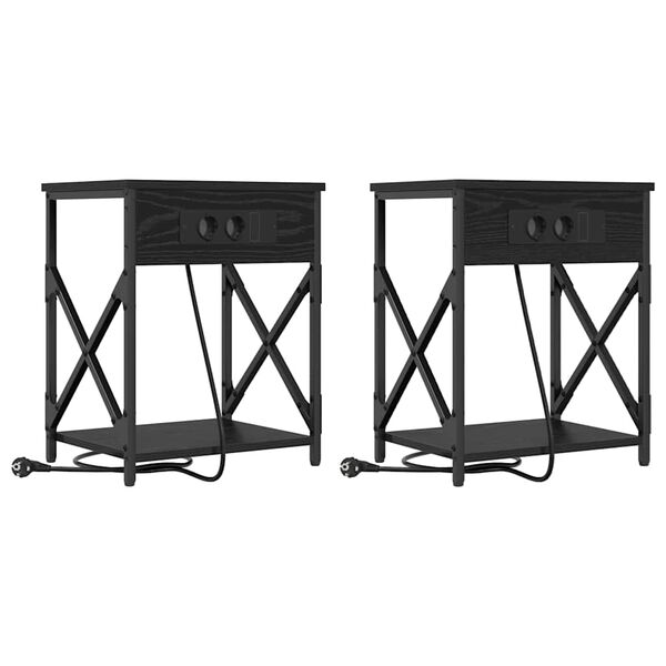 Armario de Noche 2 pcs Roble Negro 41 x 31 x 51 cm Roble negro