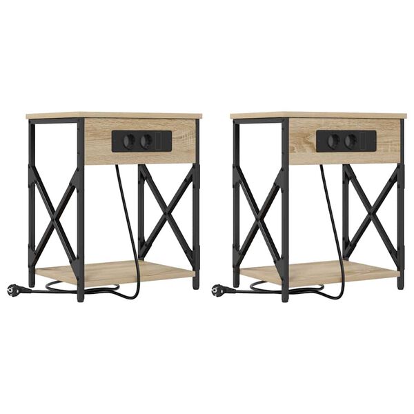 Armario de Noche 2 pcs Roble Sonoma 41 x 31 x 51 cm Roble Sonoma