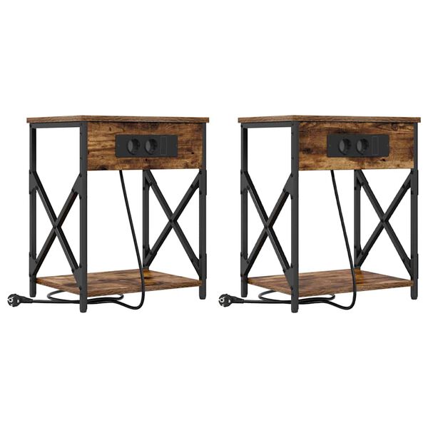 Armario de Noche 2 pcs Roble ahumado 41 x 31 x 51 cm Roble ahumado