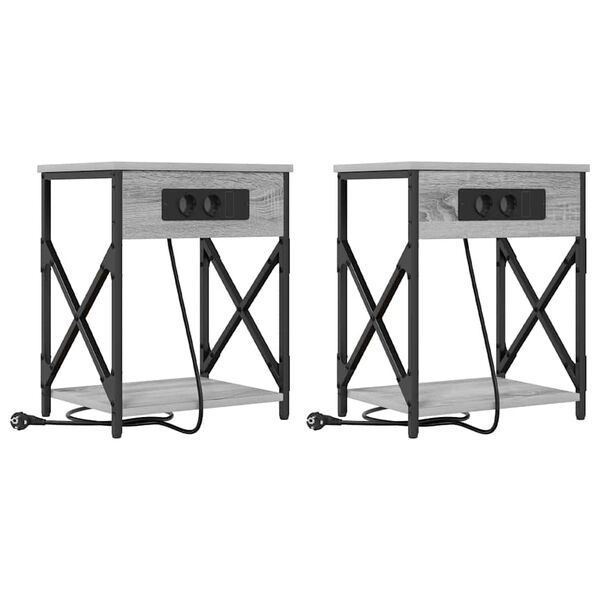 Armario de Noche 2 pcs Gris Sonoma 41 x 31 x 51 cm Gris sonoma