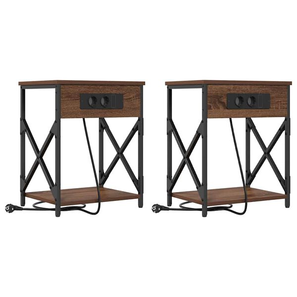 Armario de Noche 2 pcs Roble Marrón 41 x 31 x 51 cm Marrón roble