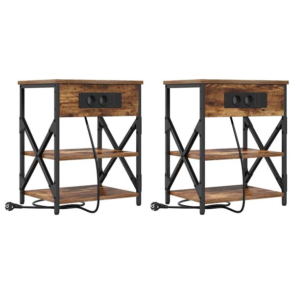 Armario de Noche 2 pcs Roble ahumado 41 x 31 x 51 cm Roble ahumado 859520