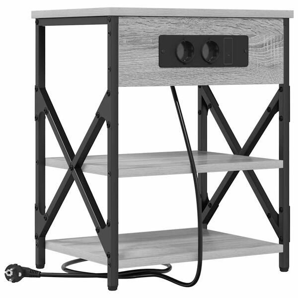 Armario de Noche con estante Gris Sonoma 41 x 31 x 51 cm Gris sonoma