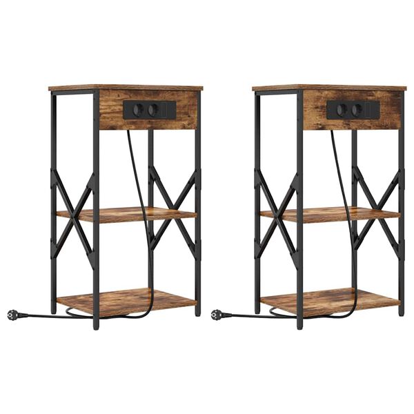 Armario de Noche 2 pcs Roble ahumado 41 x 31 x 76 cm Roble ahumado