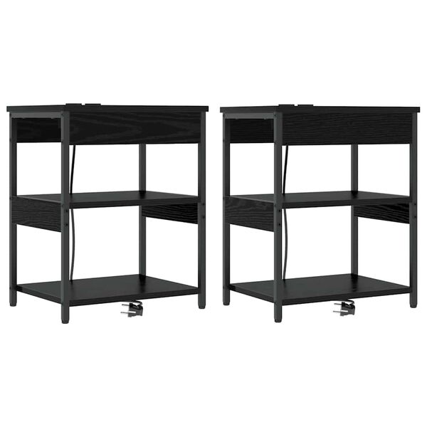 Armario de Noche 2 pcs Roble Negro 41 x 31 x 51 cm Roble negro 859536