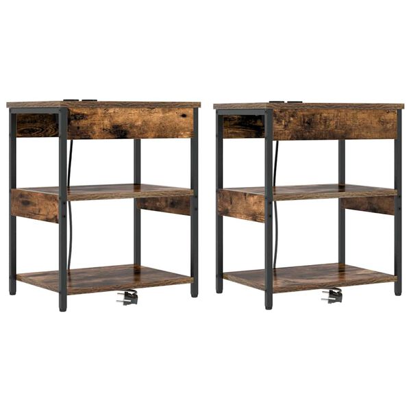 Armario de Noche 2 pcs Roble ahumado 41 x 31 x 51 cm Roble ahumado 859540