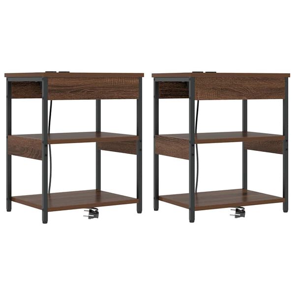 Armario de Noche 2 pcs Roble Marrón 41 x 31 x 51 cm Marrón roble 859544