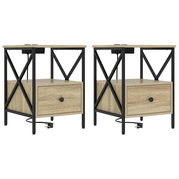 Armario de Noche 2 pcs Roble Sonoma 415 x 405 x 55 cm Roble Sonoma