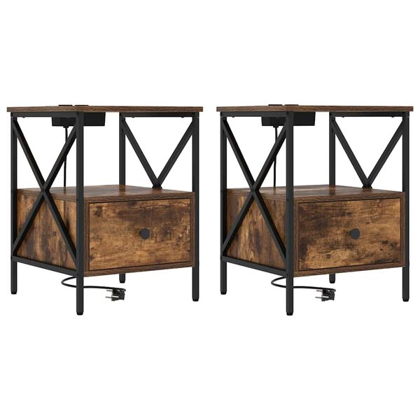 Armario de Noche 2 pcs Roble ahumado 415 x 405 x 55 cm Roble ahumado