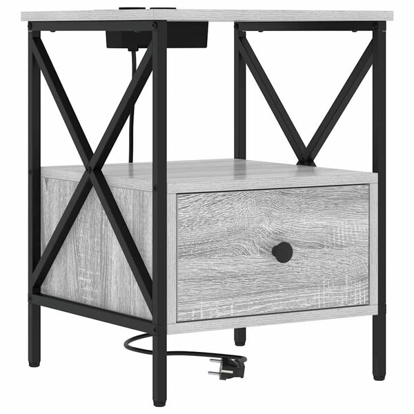 Armario de Noche con cajón Gris Sonoma 415 x 405 x 55 cm Gris sonoma