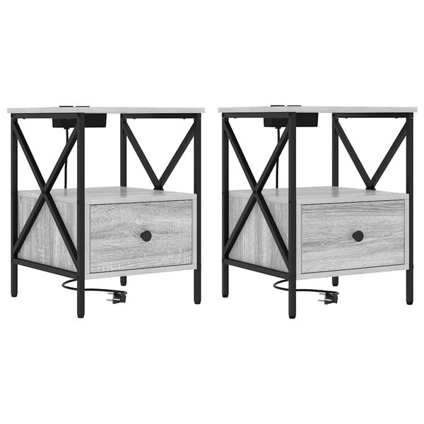 Armario de Noche 2 pcs Gris Sonoma 415 x 405 x 55 cm Gris sonoma