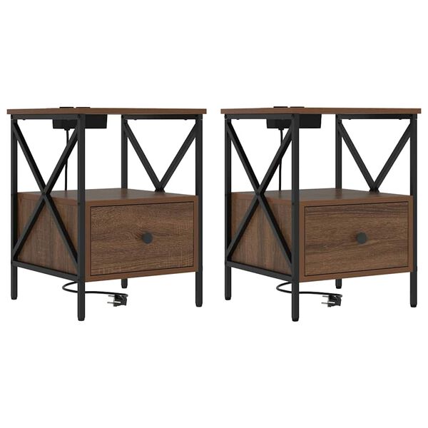 Armario de Noche 2 pcs Roble Marrón 415 x 405 x 55 cm Marrón roble