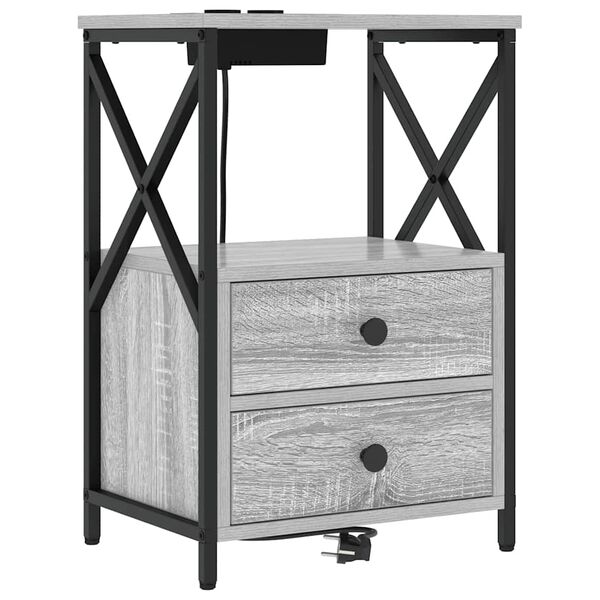 Armario de Noche con cajón Gris Sonoma 40 x 31 x 60 cm Gris sonoma 859566