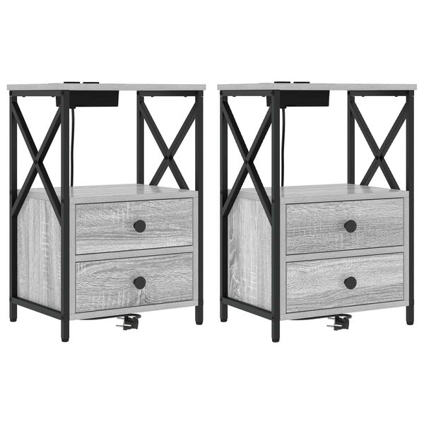 Armario de Noche con cajón 2 pcs Gris Sonoma 40 x 31 x 60 cm Gris sonoma 859567