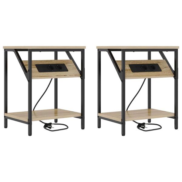 Armario de Noche 2 pcs Roble Sonoma 38 x 30 x 48 cm Roble Sonoma