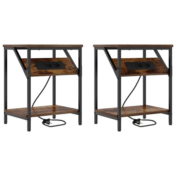 Armario de Noche 2 pcs Roble ahumado 38 x 30 x 48 cm Roble ahumado