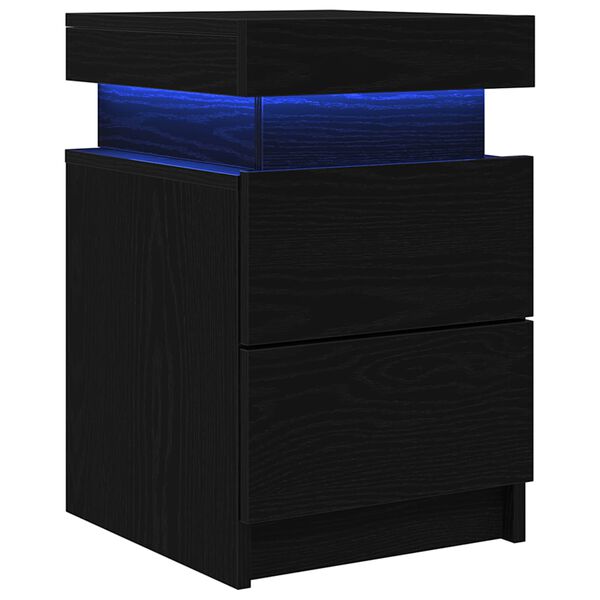 Armario de Noche con cajón 2 pcs Roble Negro 35 x 39 x 55 cm Roble negro