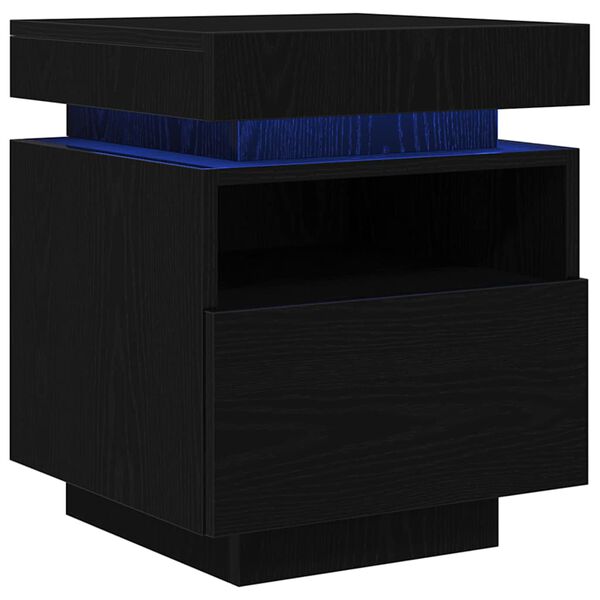 Armario de Noche con cajón 2 pcs Roble Negro 40 x 39 x 485 cm Roble negro