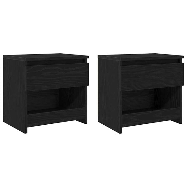 Armario de Noche 2 pcs Roble Negro 40 x 30 x 39 cm Roble negro