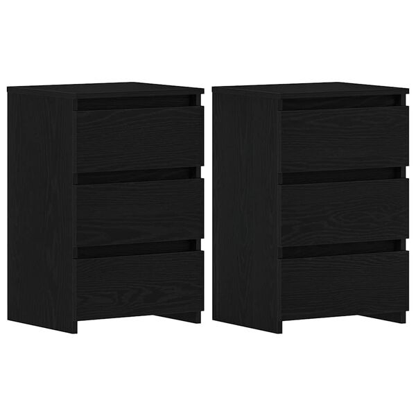 Armario de Noche con cajón 2 pcs Roble Negro 40 x 35 x 625 cm Roble negro