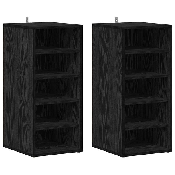 Armario para Zapatos 2 pcs Roble Negro 32 x 35 x 70 cm Roble negro 32 x 35 x 70 cm Zapatero sin puerta