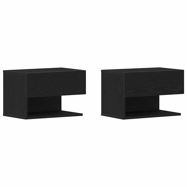 Armario de Noche con cajón 2 pcs Roble Negro 46 x 30 x 30 cm Roble negro