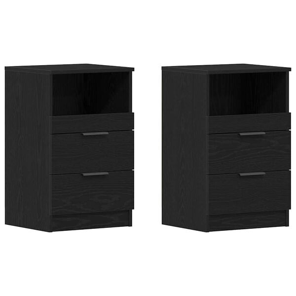 Armario de Noche con cajón 2 pcs Roble Negro 40 x 35 x 65 cm Roble negro 862742