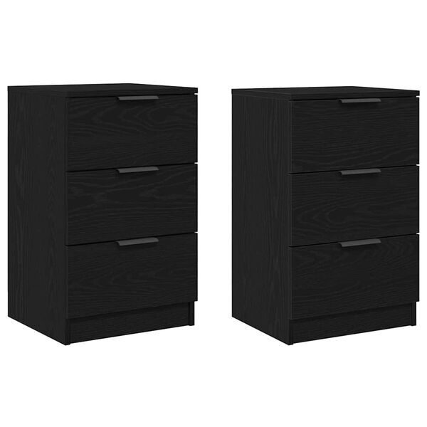 Armario de Noche con cajón 2 pcs Roble Negro 40 x 65 x 65 cm Roble negro