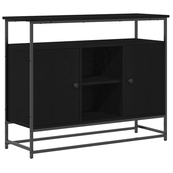 Aparador Roble Negro 100 x 35 x 80 cm Madera de ingeniería Roble negro