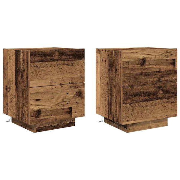 Armario de Noche con cajón 2 pcs Madera vieja 45 x 40 x 55 cm Madera envejecida