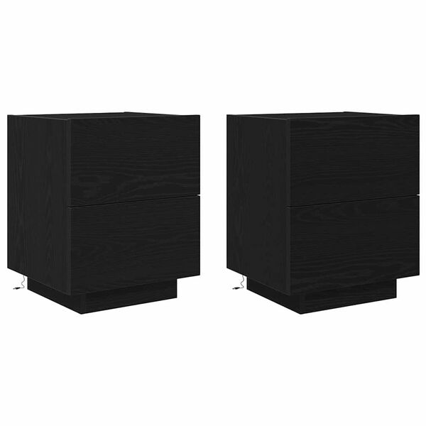 Armario de Noche con cajón 2 pcs Roble Negro 45 x 40 x 55 cm Roble negro