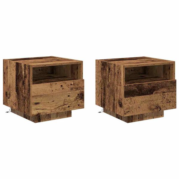 Armario de Noche con cajón 2 pcs Madera vieja 40 x 39 x 37 cm Madera envejecida
