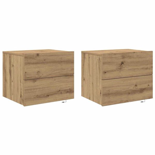 Armario de Noche 2 pcs Roble artesanal 50 x 39 x 41 cm Roble artisan