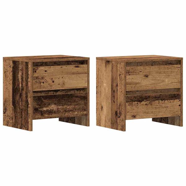 Armario de Noche con cajón 2 pcs Madera vieja 45 x 34 x 445 cm Madera envejecida