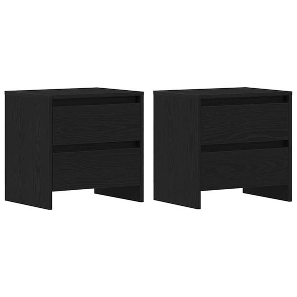 Armario de Noche con cajón 2 pcs Roble Negro 45 x 34 x 445 cm Roble negro