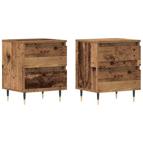 Armario de Noche con cajón 2 pcs Madera vieja 40 x 35 x 50 cm Madera envejecida