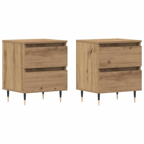 Armario de Noche 2 pcs Roble artesanal 40 x 35 x 50 cm Roble artisan