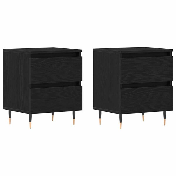 Armario de Noche con cajón 2 pcs Roble Negro 40 x 35 x 50 cm Roble negro 863467